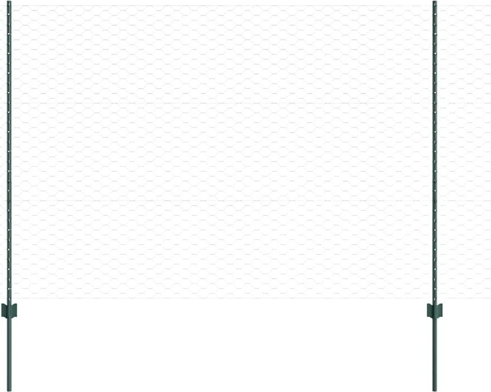 vidaXL Kerítés oszlopokkal Zöld 1,5 x 10 m Acél és PVC