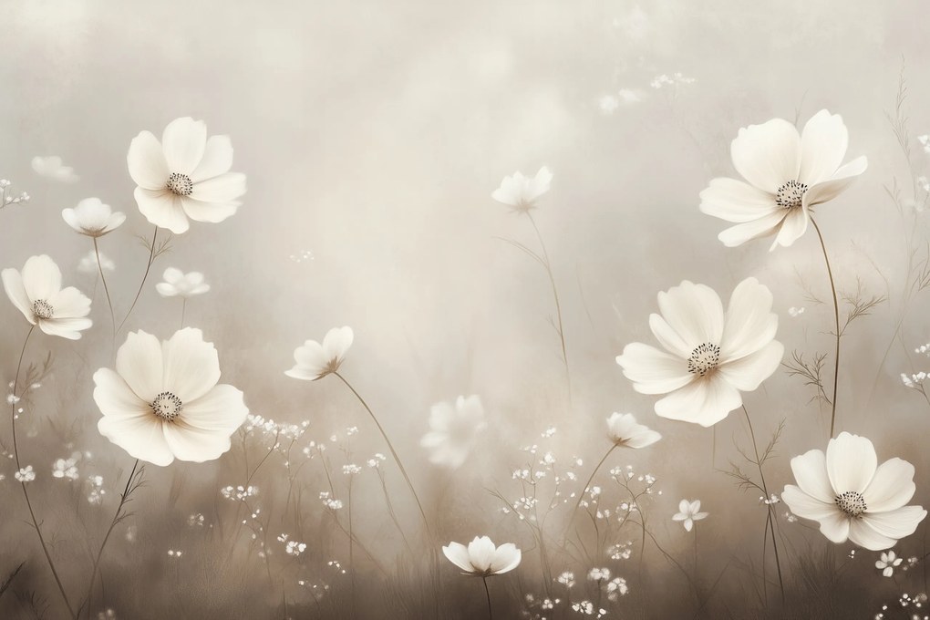 Fotótapéta Flizelina Természet Rét Kert Virágok Köd 416x254 ragasztó