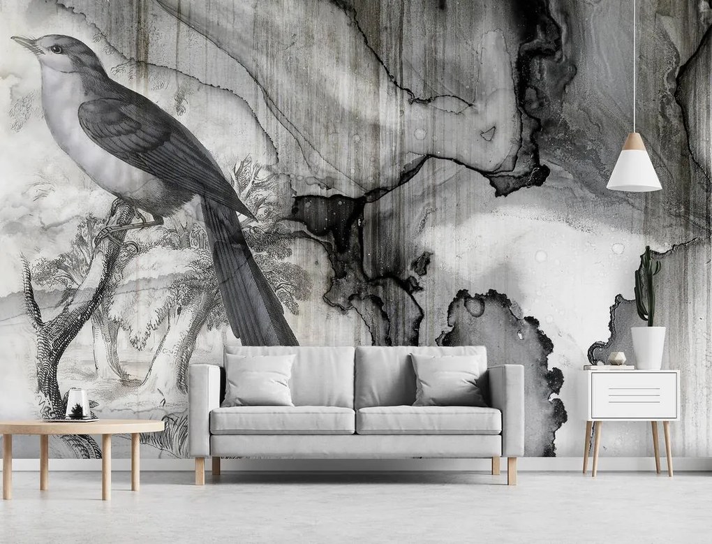 Fotótapéta - Madár - kiömlött tinta (152,5x104 cm)