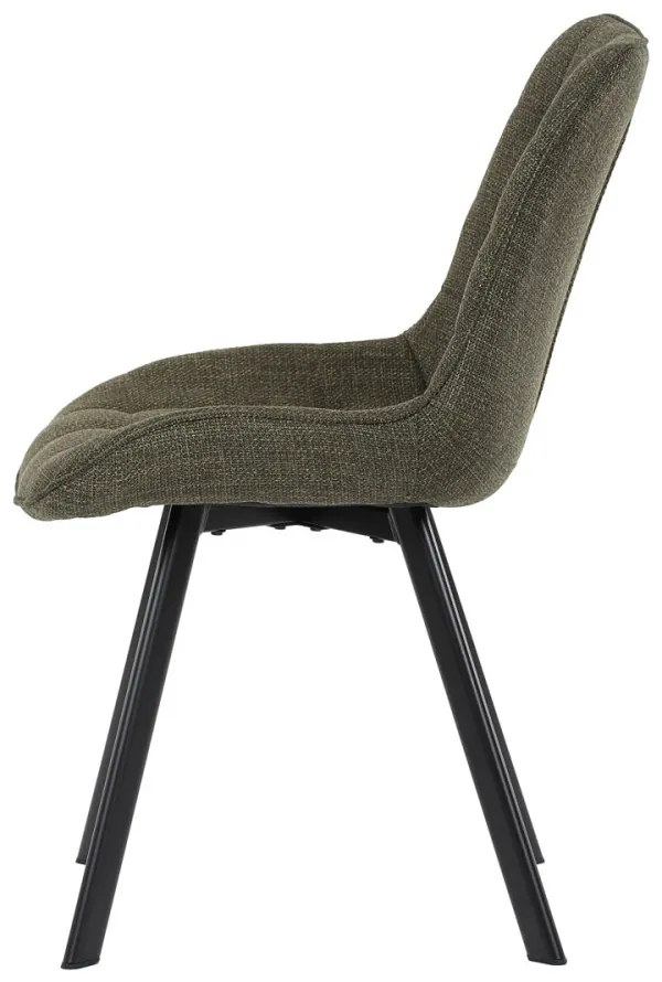 Scaun de dining tapițat cu țesătură verde și picioare metalice. HC-465