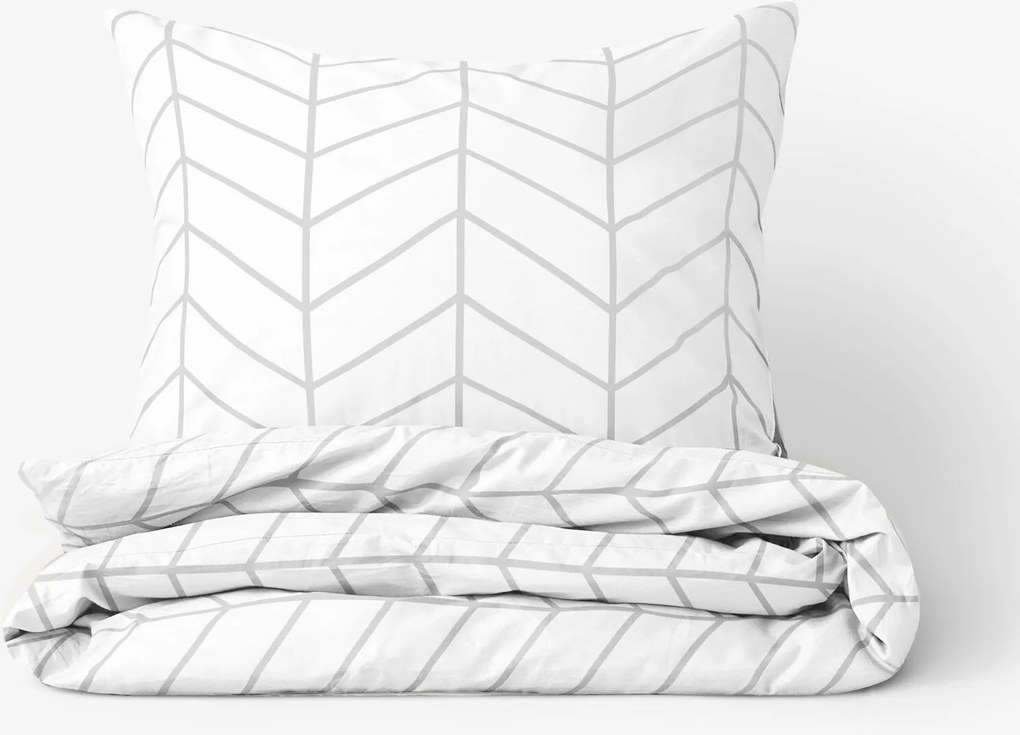 Goldea pamut ágyneműhuzat - cikkcakk fehéren 220 x 200 és 2db 70 x 90 cm