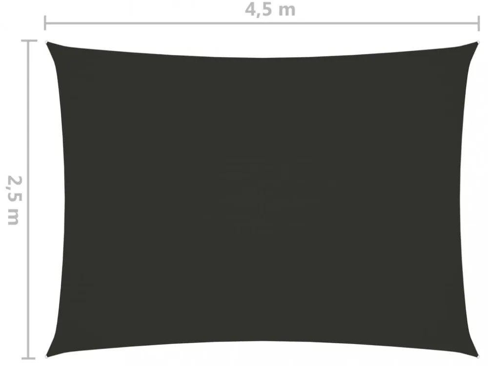 antracitszürke téglalap alakú oxford-szövet napvitorla 2,5x4,5m