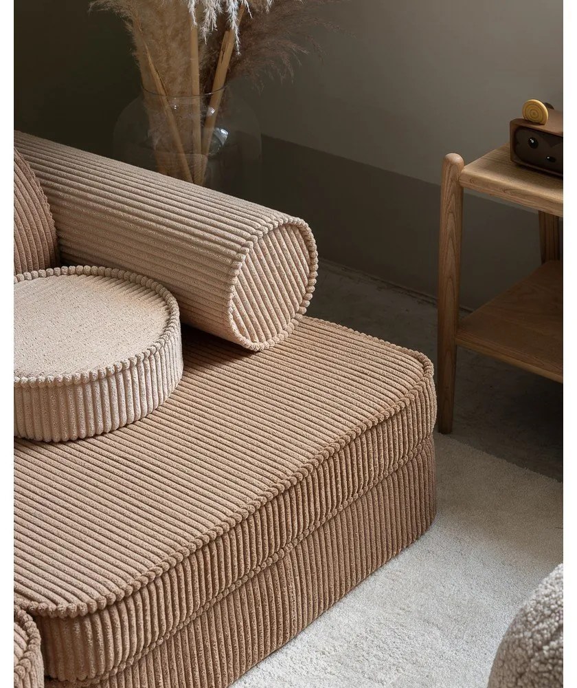 Világosbarna kordbársony gyerek kanapé 132 cm Settee – Wigiwama