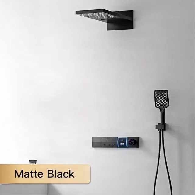 Falba süllyesztett zuhanyrendszer ELITE EDITION BCS1050 LED-kijelzővel, több színváltozatban — Matt fekete — Két kimenetes