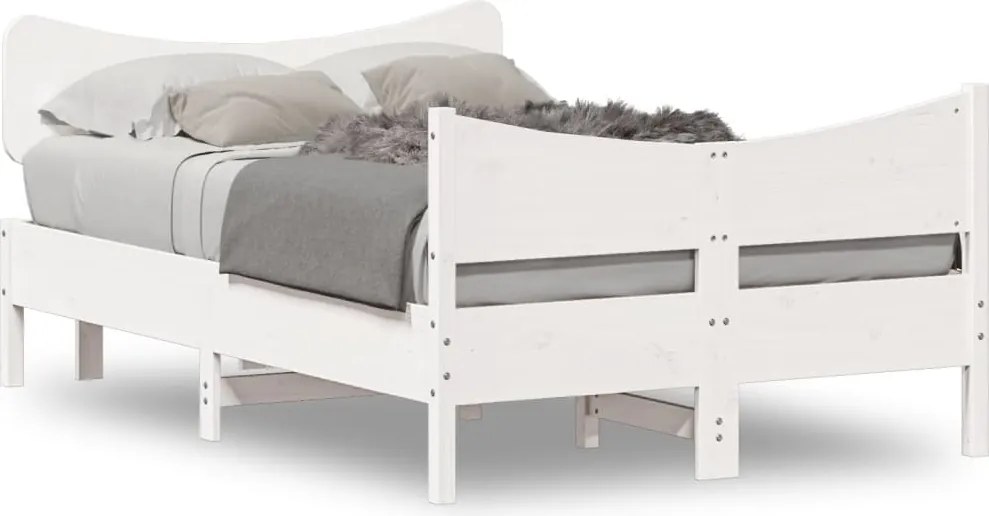 vidaXL fehér tömör fenyőfa ágy matrac nélkül 120 x 190 cm