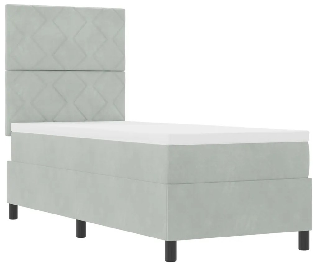 Boxspring Ágy Matrac Fény Szürke 80x200 cm Bársony