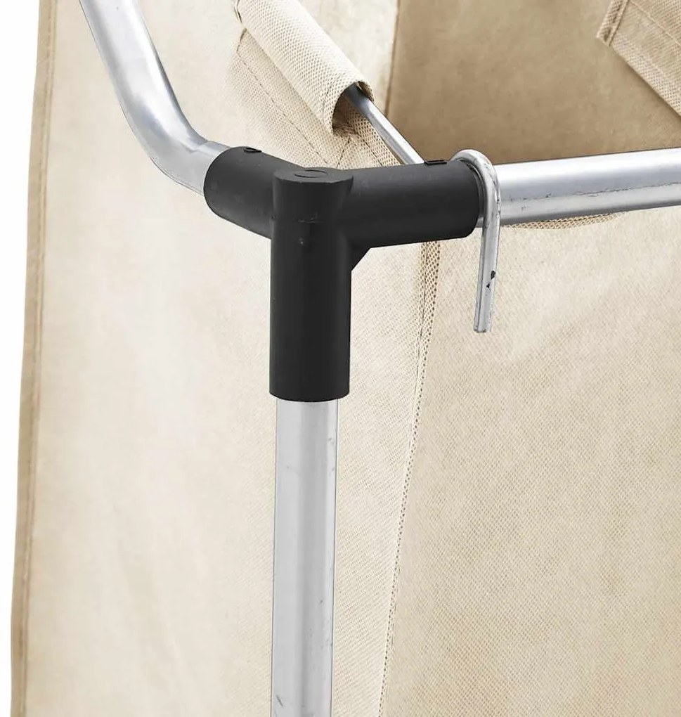 krémszínű acél szennyesszortírozó 4 zsákkal