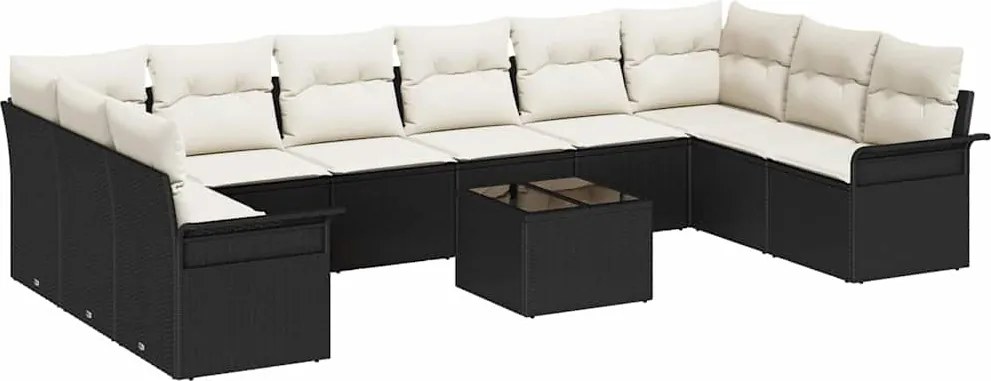 vidaXL Kerti Kanapé Szett tárolóval 11 pcs Barna polirattan