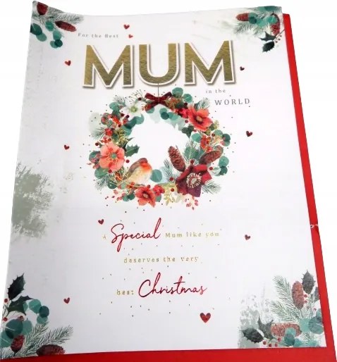 Karácsonyi képeslap anyukának karácsonyi koszorú 25x20cm