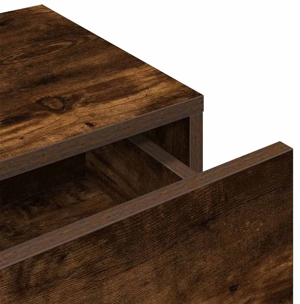 Falipolc fiókokkal füstölt tölgy 80x33x17 cm műszaki fa