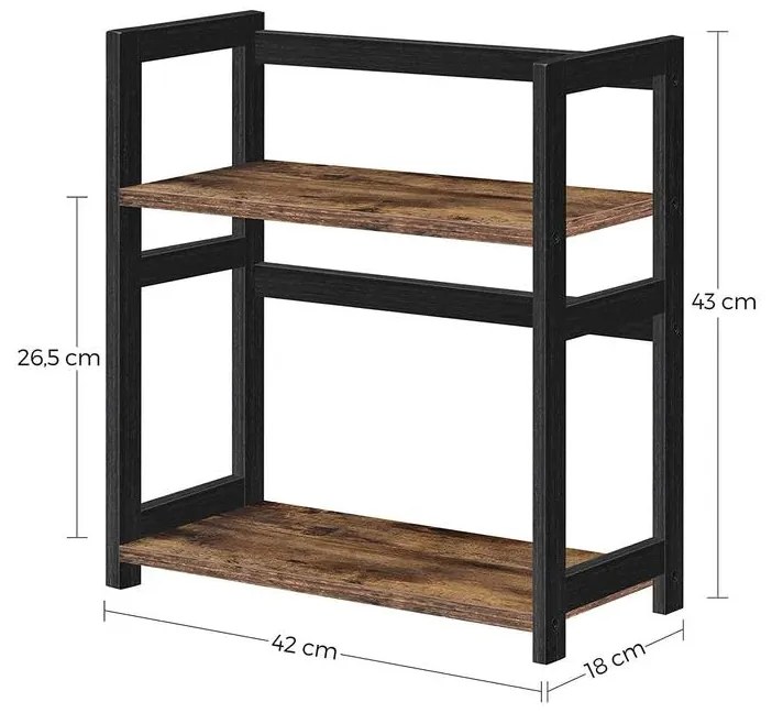 2 szintes fűszertartó konyhai állvány, Asztali rendszerező, 42 x 43 x 18 cm