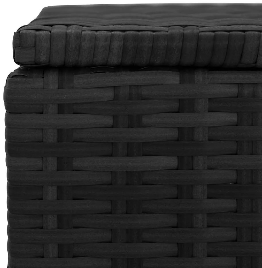 fekete polyrattan kerti tárolóláda 150 x 50 x 60 cm