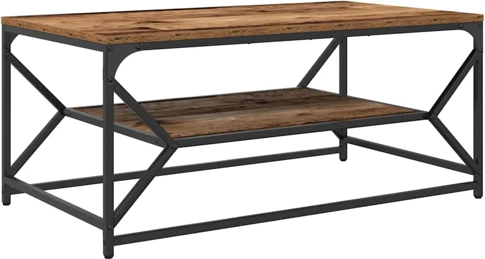 vidaXL Dohányzóasztal Öreg fa 90 x 50 x 40 cm Műszaki fa és acél