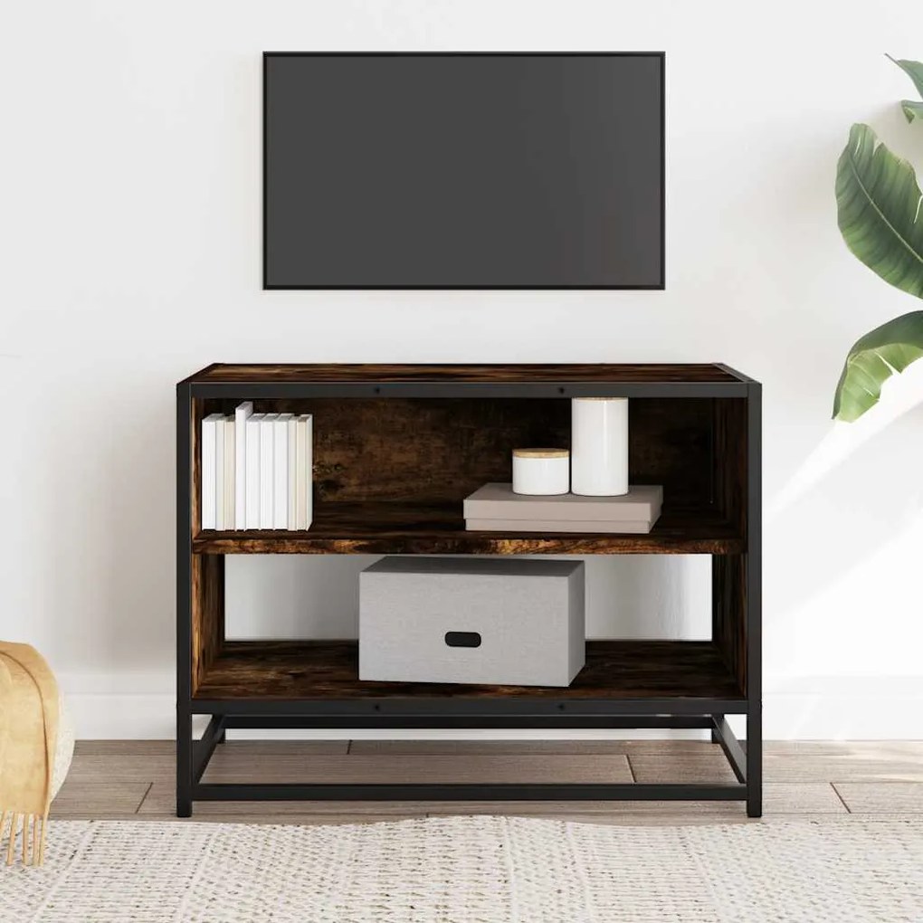 füstös tölgy színű szerelt fa és fém TV-szekrény 61x40x46 cm