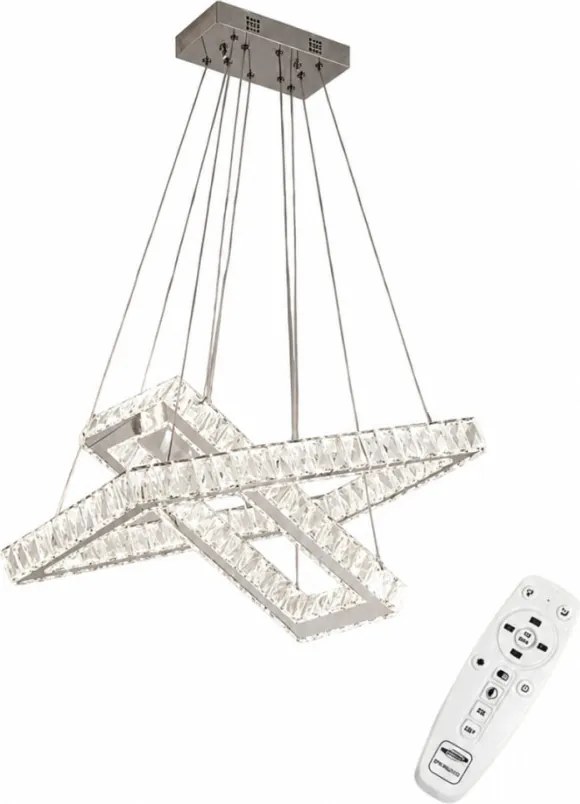 UNIVERSO Kristály üveg csillár 46w 3680lm CCT Távirányító IP20 Króm 600x380x1200mm