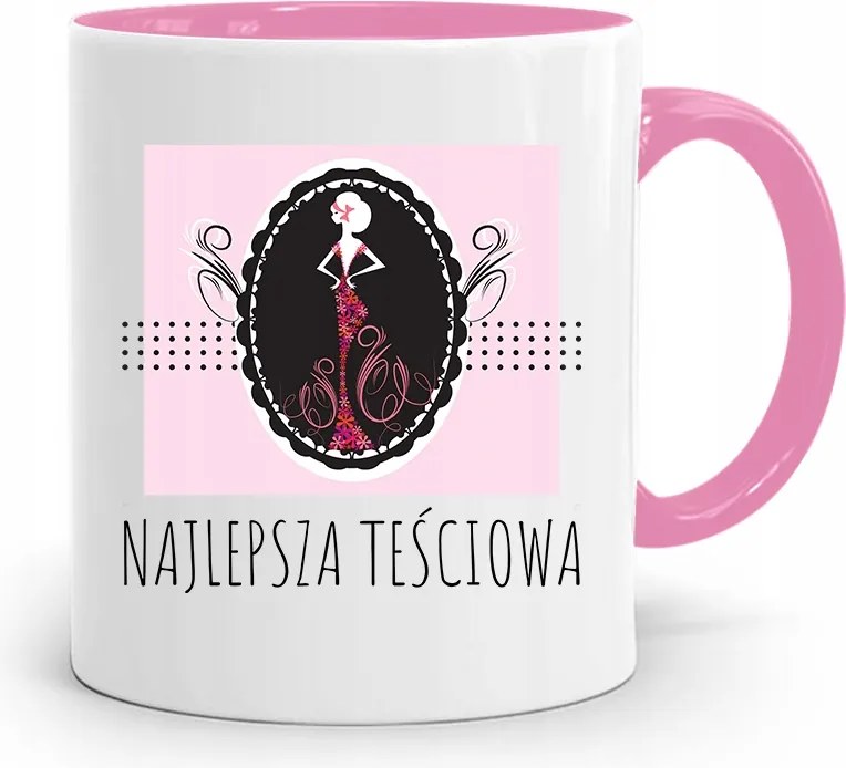 Rózsaszín Bögre Ajándék A Legjobb Anyósnak fényképes nyomattal