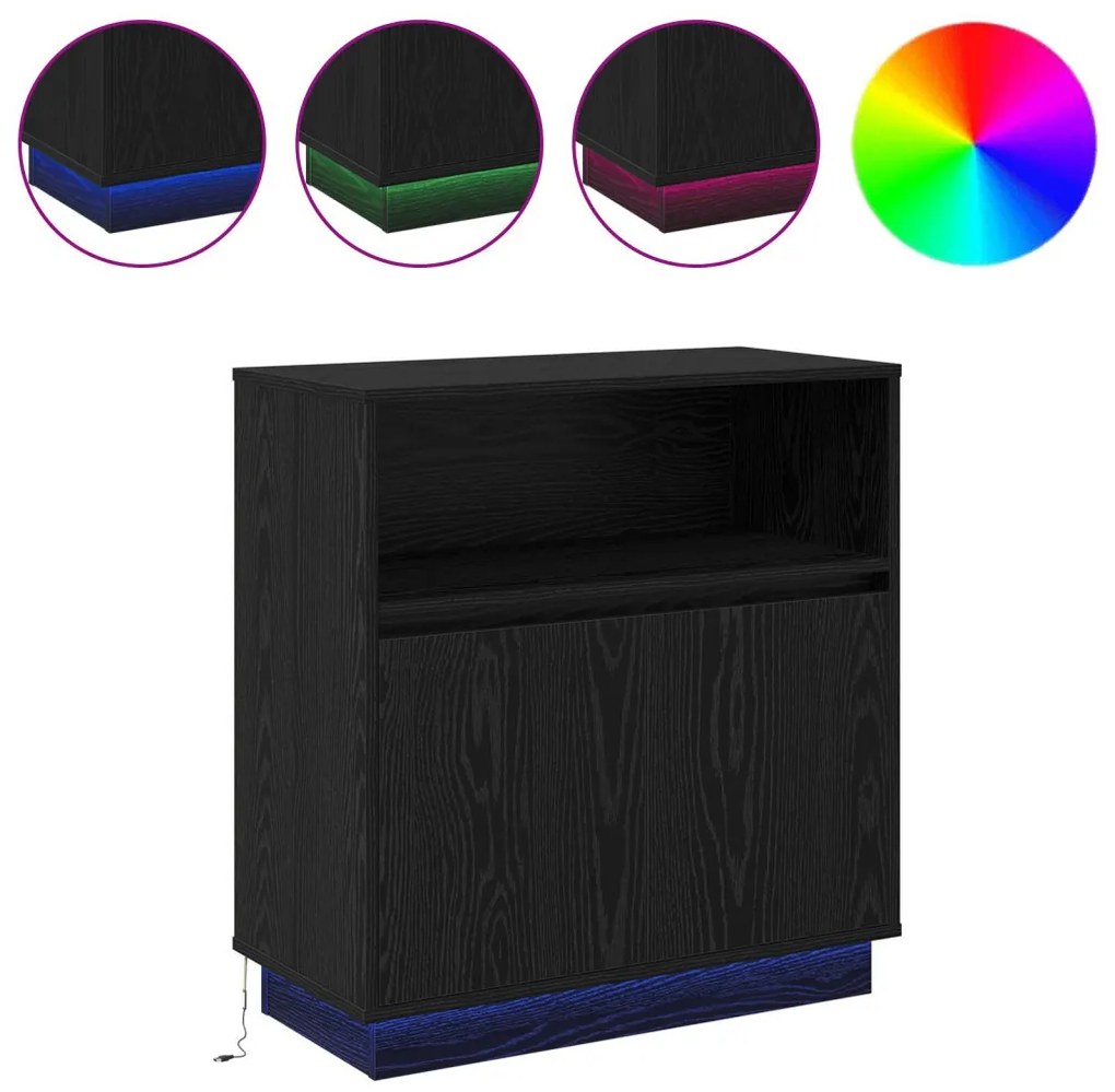 Fadoboz LED világítással Fekete Tölgy 71x34,5x75 cm Műanyag