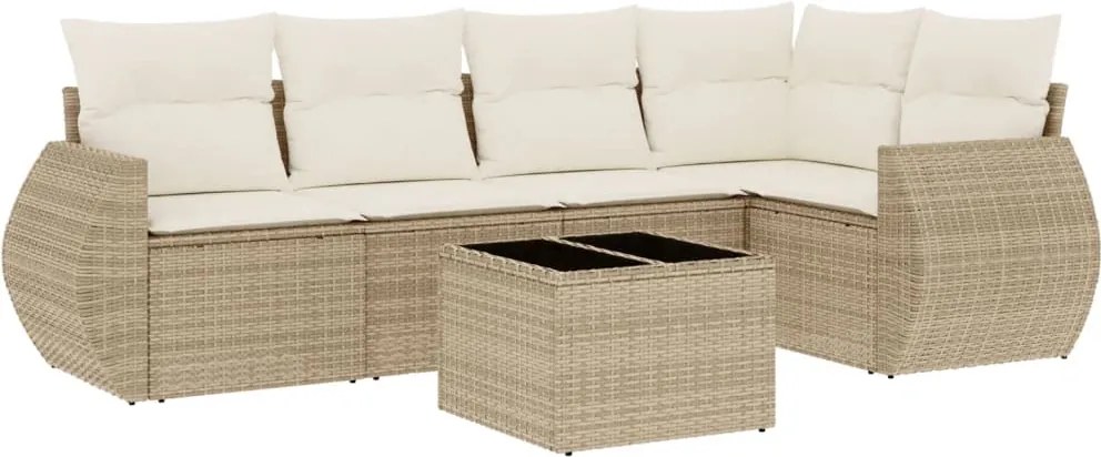 vidaXL 6 részes bézs polyrattan kerti ülőgarnitúra párnával