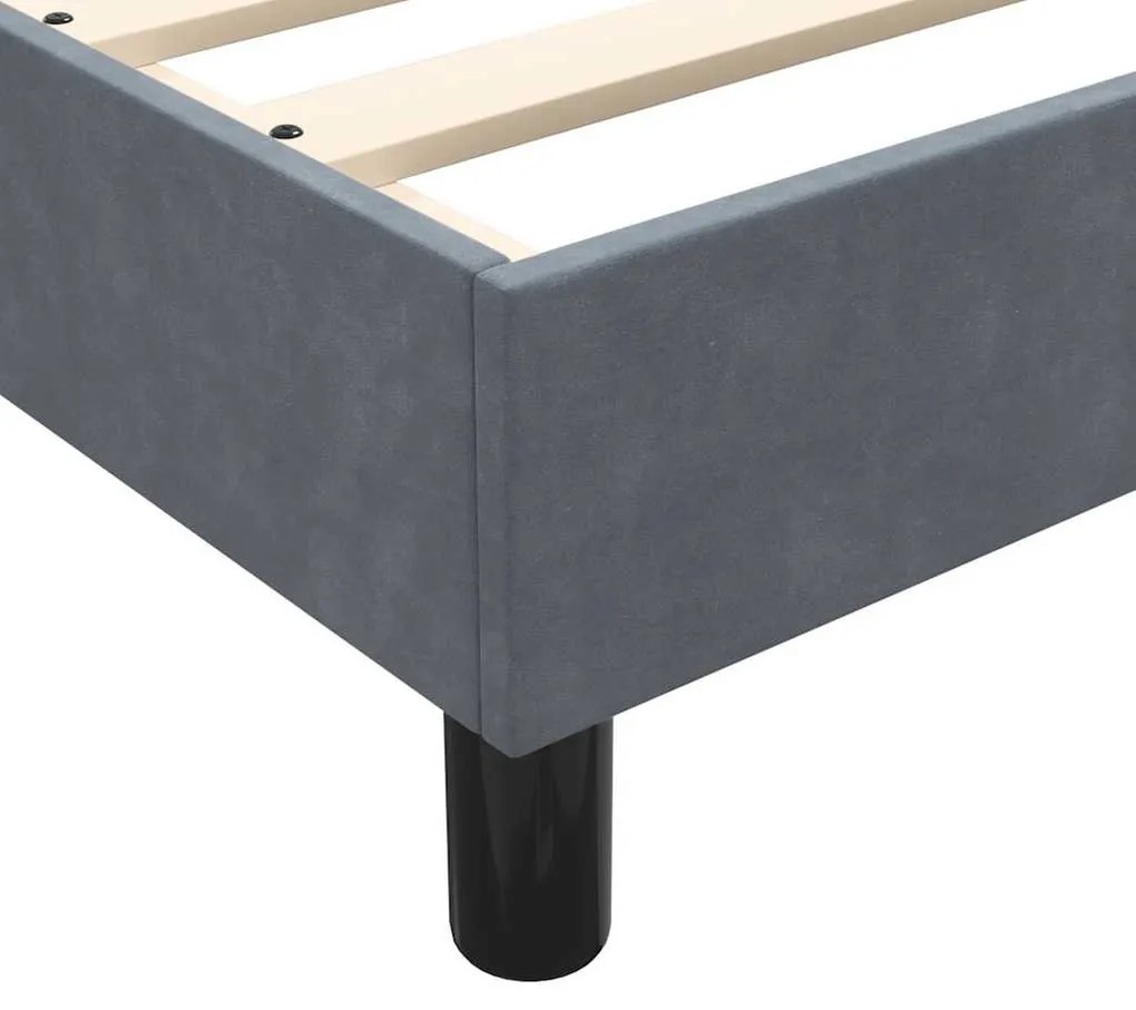 sötétszürke bársony rugós ágy matrac nélkül 80x210 cm