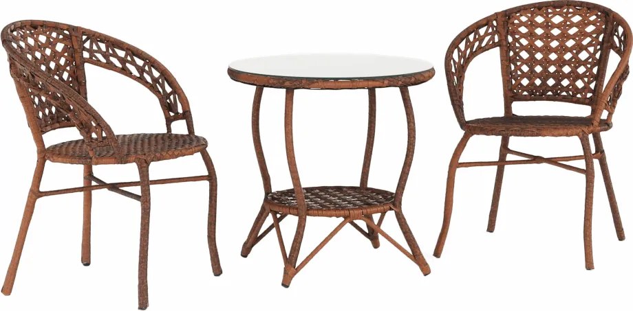 Kerti rattanszett 1+2, barna, JARUB