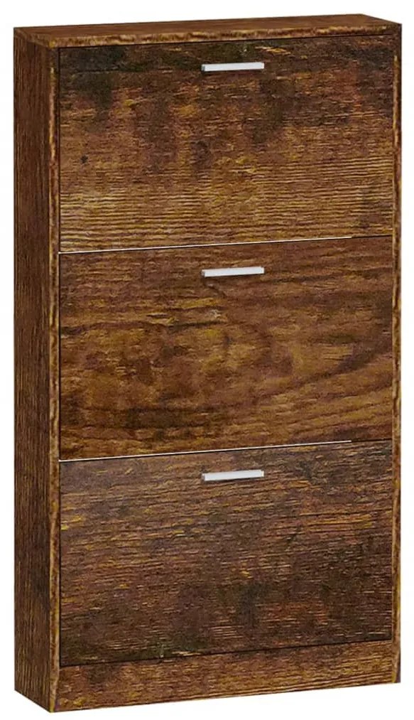 füstös tölgy színű szerelt fa cipősszekrény 59x17x108 cm
