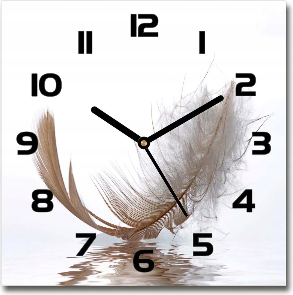 Üveg falióra szögletes Toll a vízen 30x30 cm