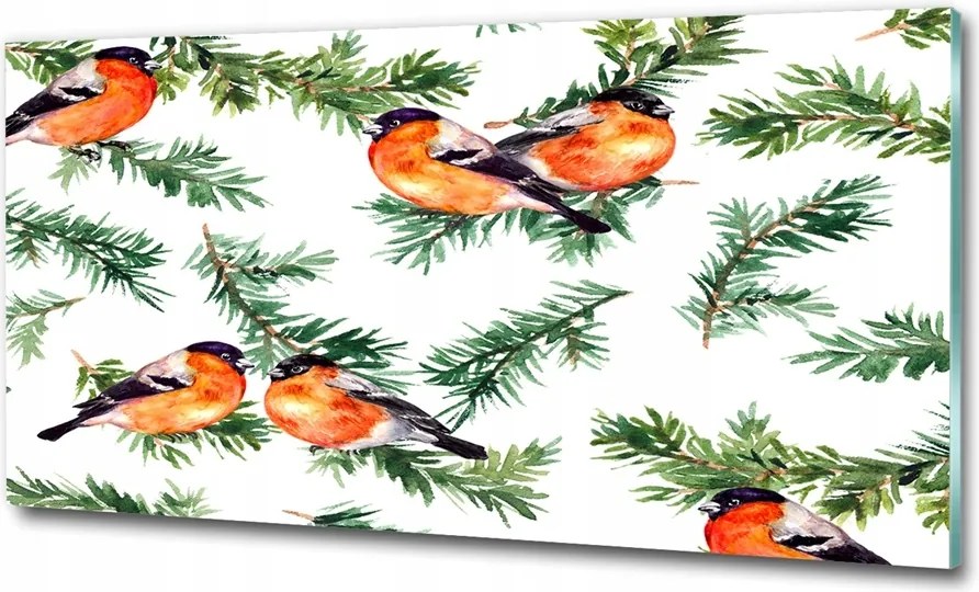 Fotó-üvegkép Vörösbegy a tűleveleken 125x50