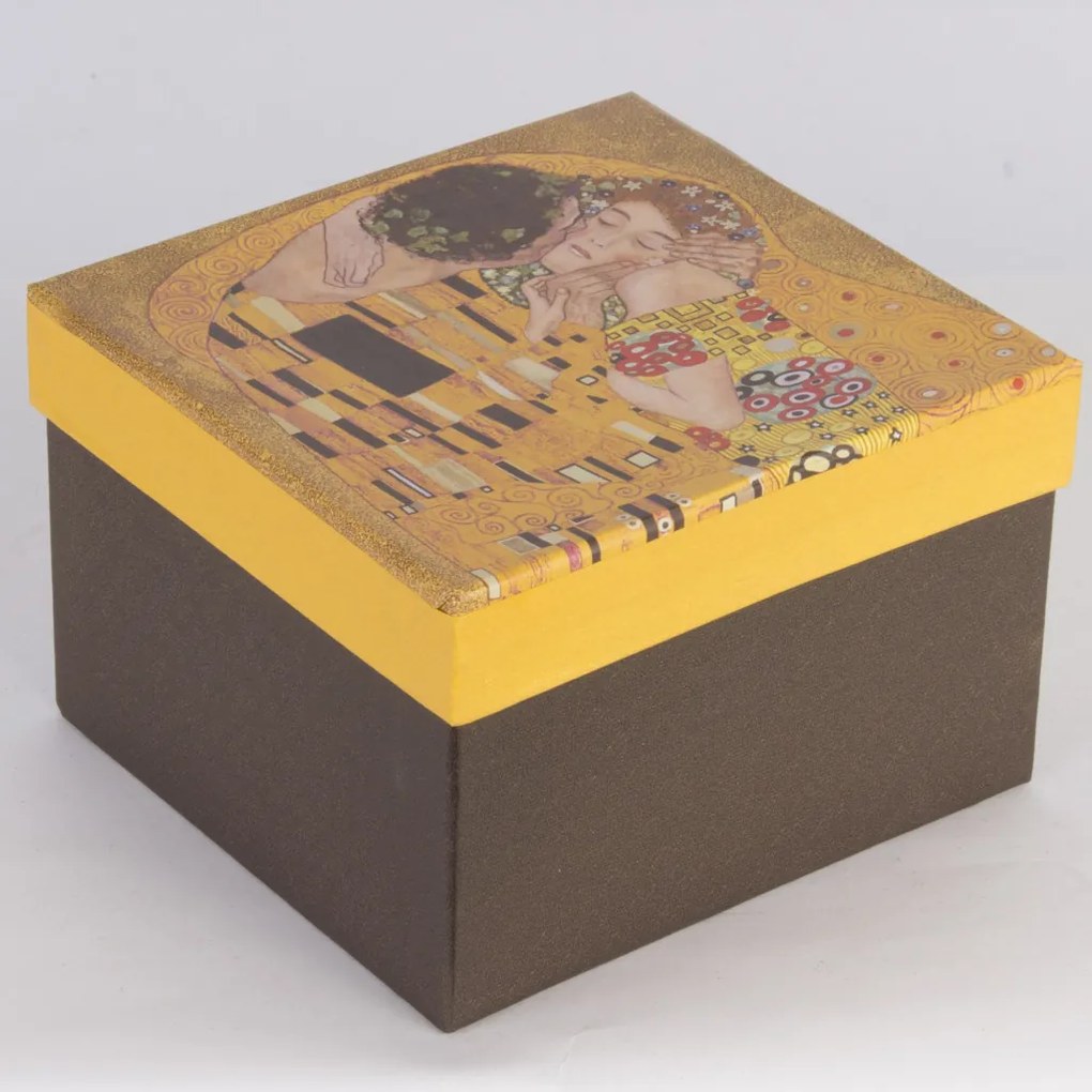 Porcelán 400ml barna-fekete füles bögre díszdobozban Gustav Klimt: A csók