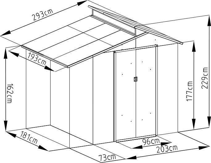 ROJAPLAST Kerti ház OSCAR E-B 229 x 292 x 193 cm