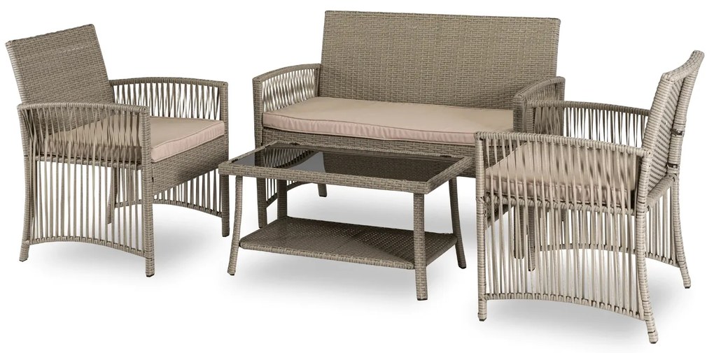 Rattan bútor sötétbézs Filadelfia