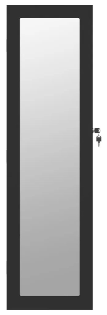 fekete falra szerelhető tükrös ékszerszekrény 30x8,5x106 cm