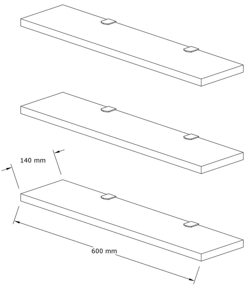 Polc szett tölgyfa dekorral 3 db-os Boss - Kalune Design