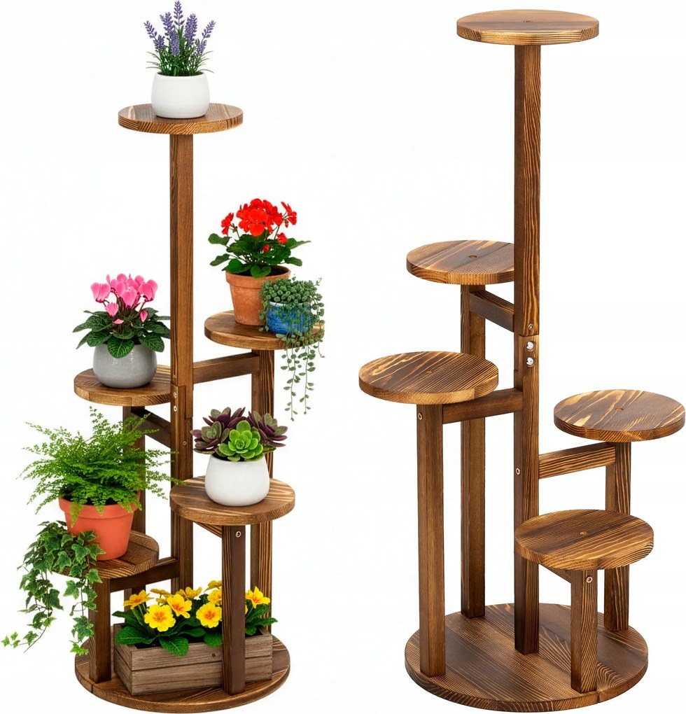 Fa Virágágyás Növény Virágtartó Állvány 6 Szint Álló Loft Könyvespolc