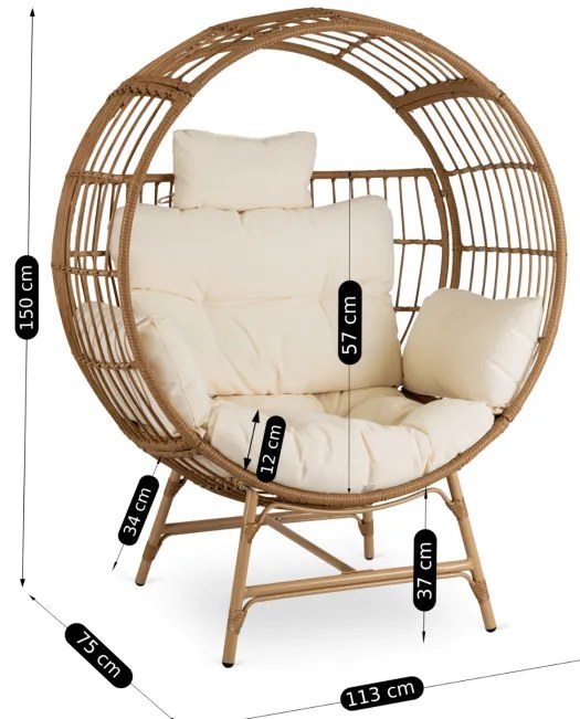 Rattan fotel bézs Tampa