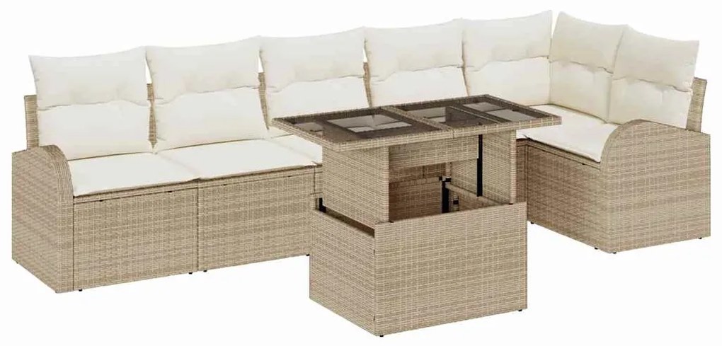 Kerti Kanapé Szett 7 pcs bézs és krémszínű 100 x 55 x 73 cm
