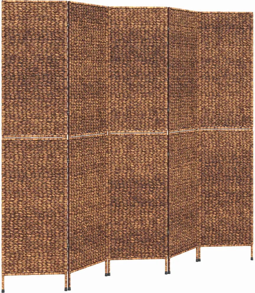 vidaXL barna 5 paneles vízijácint térelválasztó 205x180 cm