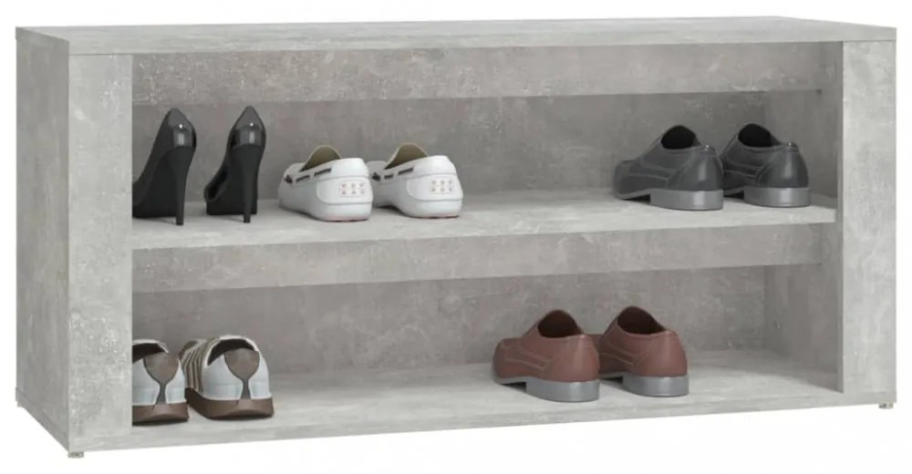 betonszürke szerelt fa cipőtartó 100x35x45 cm
