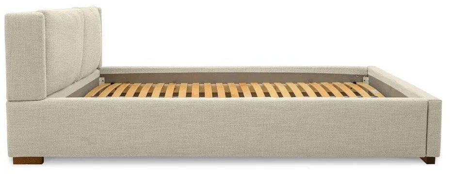 Bézs kárpitozott franciaágy ágyráccsal 140x200 cm Dreamer – Scandic