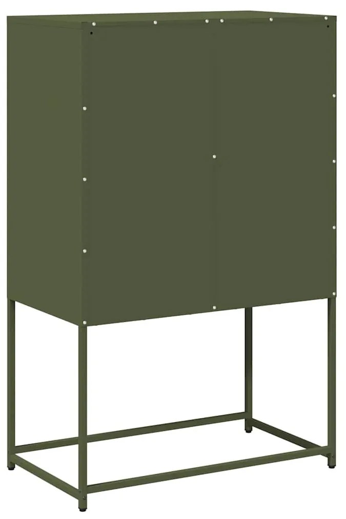 Highboard olívazöld 68x39x107 cm Acél