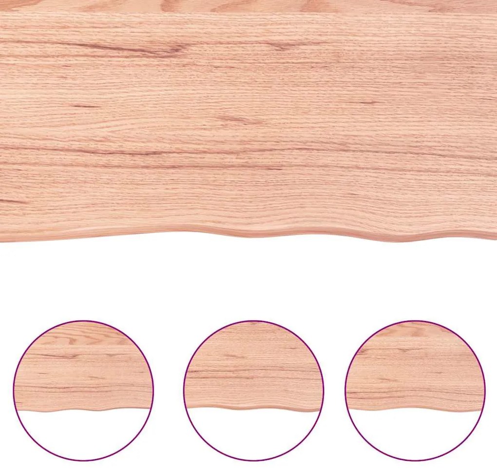 világosbarna kezelt tömör fa fürdőszobai pult 120x40x(2-6) cm