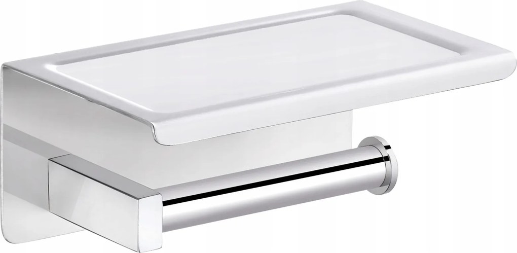Balneo Wc-papír Tartó Qube Króm Telefontartó Polccal A Fürdőszobába