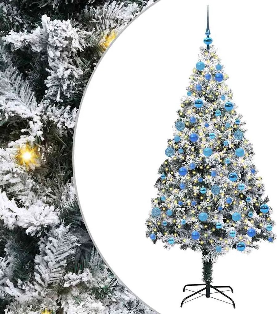 vidaXL Mű karácsonyfa 300 LED-del Fehér 180 cm PVC és Acél és Műanyag