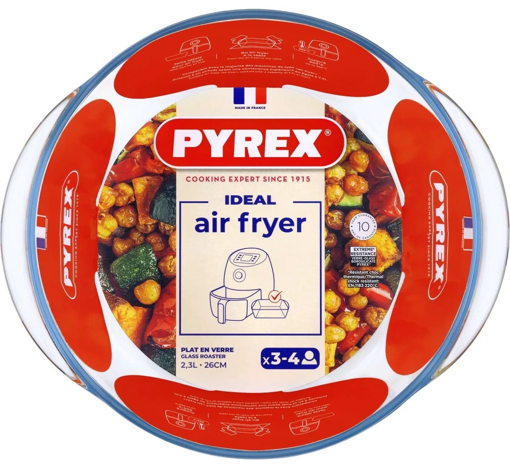 Pyrex üveg sütőedény kerek 2,3 l, 26 x 23 x 8 cm, 2,3 l