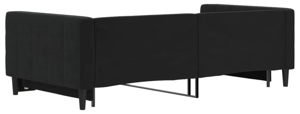 fekete kihúzható bársonyheverő 100 x 200 cm