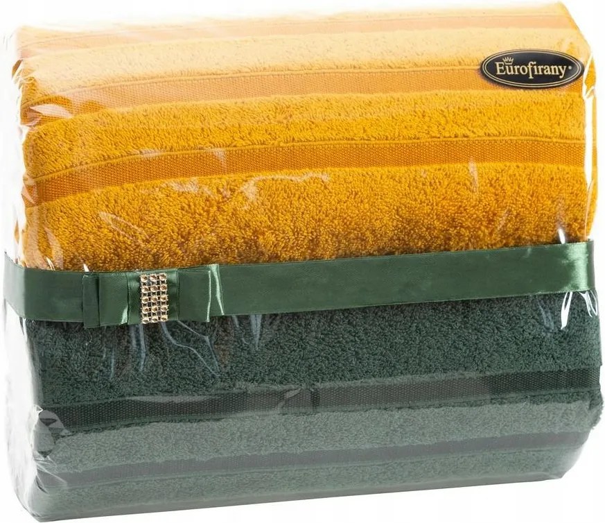 Törölköző szett 2db Madi mustársárga zöld sötét ajándék szett