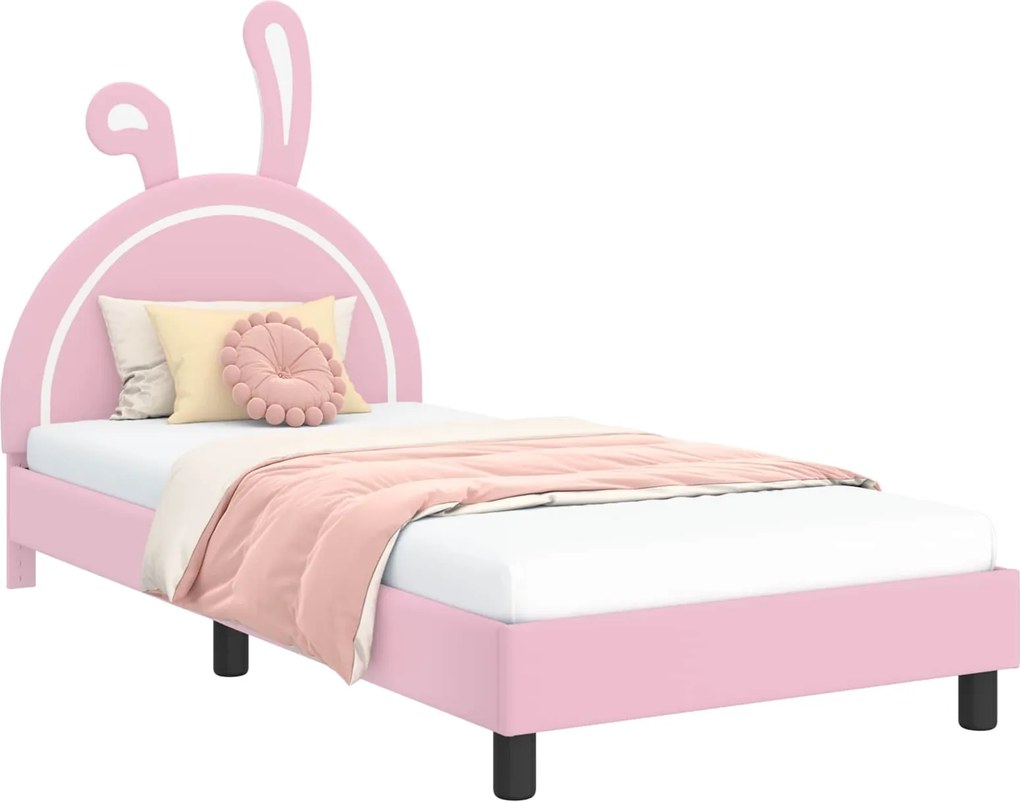 vidaXL Gyerekágy kerettel fejtámlával Rózsaszín 90 x 190 cm PU