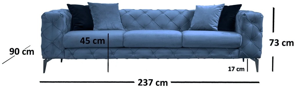 3 személyes kanapé Como - Kék