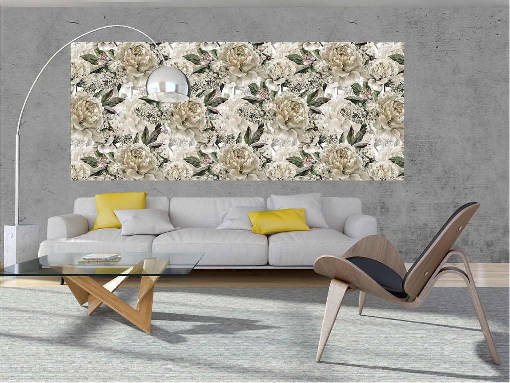 Fotótapéta Bazsarózsa és hortenzia Virágok 250x104 finom színek +ragasztó