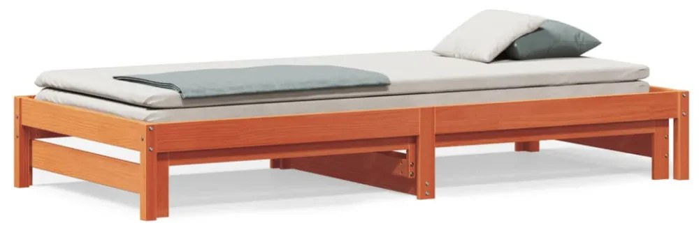 viaszbarna tömör fenyőfa kihúzható kanapéágy 80 x 200 cm