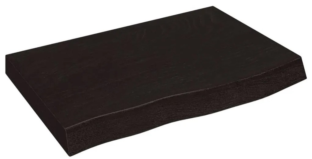 sötétbarna kezelt tömör tölgyfa fali polc 60x40x(2-6) cm